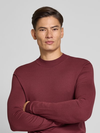 HUGO Regular fit gebreide pullover van viscosemix, model 'SAN MARC' Bordeaux - 3