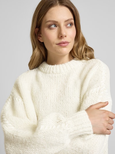 Vero Moda Relaxed Fit Strickpullover mit Kontrast-Detail Modell 'FENG' Beige 3