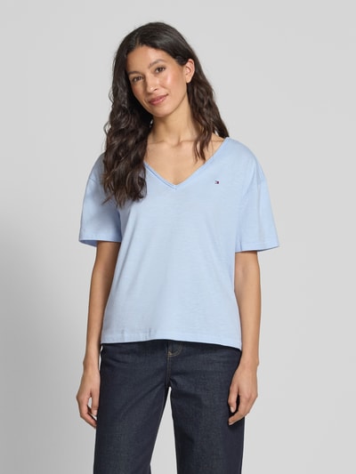 Tommy Hilfiger Regular fit T-shirt van puur katoen Lichtblauw - 4