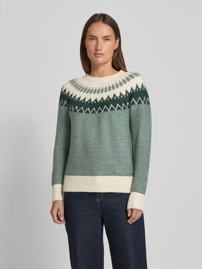VERO MODA Regular fit gebreide pullover met wol, modell 'SIMONE' Rietgroen - 4