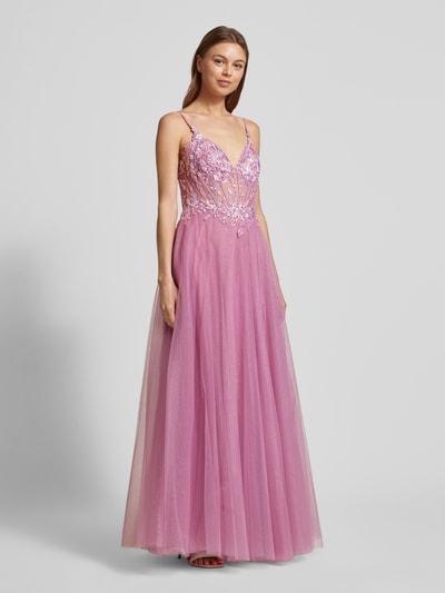 Mascara Abendkleid mit Spitzenbesatz Rosa 1