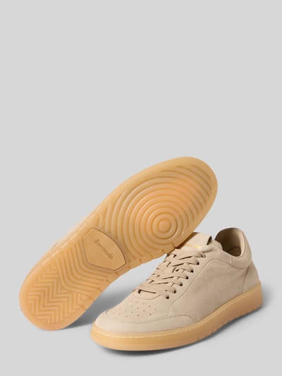 Productfoto, Sneaker aus echtem Leder mit logo-detail van Barracuda, heren sneakers van echt leer in beige met afgeronde pasvorm, vetersluiting, logodetail, hakhoogte maat 44: 3 cm, schachthoogte maat 44: 8 cm, schachtbreedte maat 44: 10 cm, rubberen zool, fijne textuur