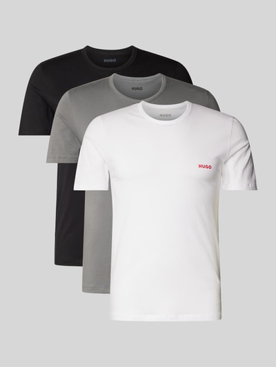 HUGO Regular Fit T-Shirt aus Viskose mit Label-Print im 3er-Pack Anthrazit 1