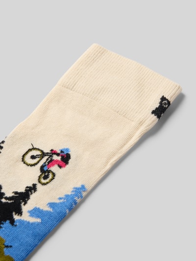 Happy Socks Socken mit Motiv-Stitching Modell 'Mountain Bike' Oliv 2