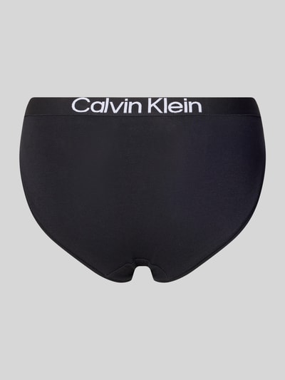 Frauenmodel trägt Slip aus Baumwoll-Mix im 3er-Pack von Calvin Klein Underwear, Optik: Unifarben, Label-Schriftzug, elastischer Label-Bund, Multipack:3er-Pack, Materialverarbeitung: Stretch, Nahaufnahme Rückansicht.