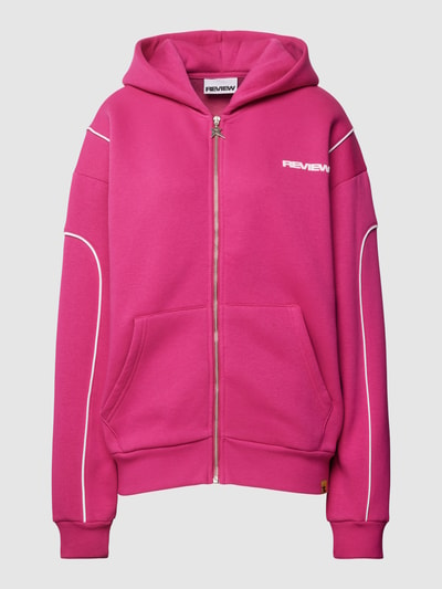 Review Sweatjacke mit Label-Print Fuchsia 2