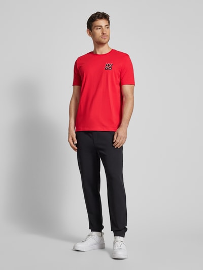 HUGO T-Shirt mit Label-Print Modell 'Dimoniti' Rot 1