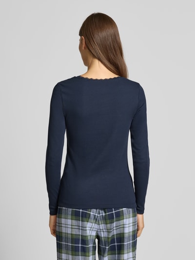 Christian Berg Woman Pyjama-Oberteil in Ripp-Optik mit Spitzenbesatz Dunkelblau 5