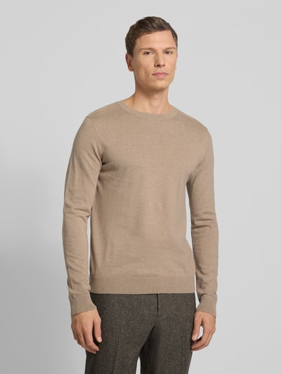 SELECTED HOMME Regular Fit Pullover aus reiner Baumwolle Modell 'BERG' Taupe Melange 4