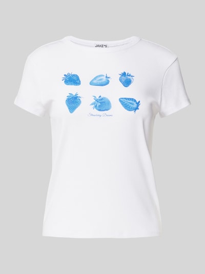 Jake*s Casual T-shirt z nadrukowanym motywem Biały 2
