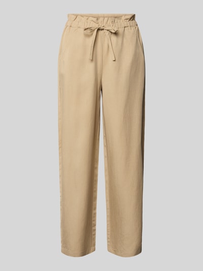 Produktfoto, Wide Leg Joggpants aus Lyocell-Leinen-Mix von Marc O'Polo in Beige, unifarben, lockere O-Shape, elastischer Bund, seitliche Taschen