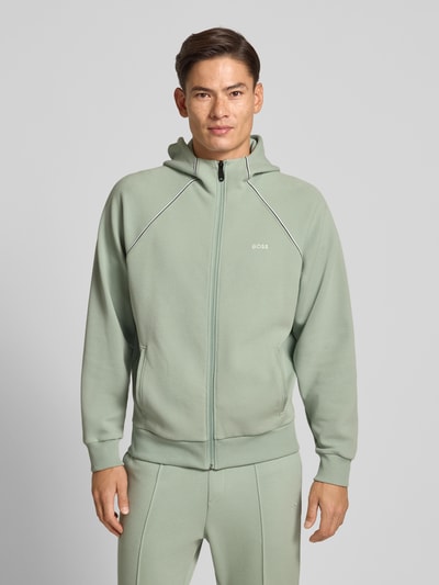 BOSS Green Regular fit sweatjack van katoenmix Lichtgroen - 4
