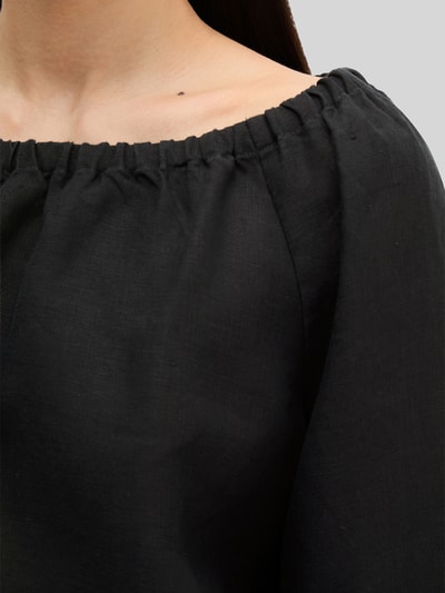 Marc O'Polo Regular Fit Bluse aus reinem Leinen mit Carmen-Ausschnitt Black 3