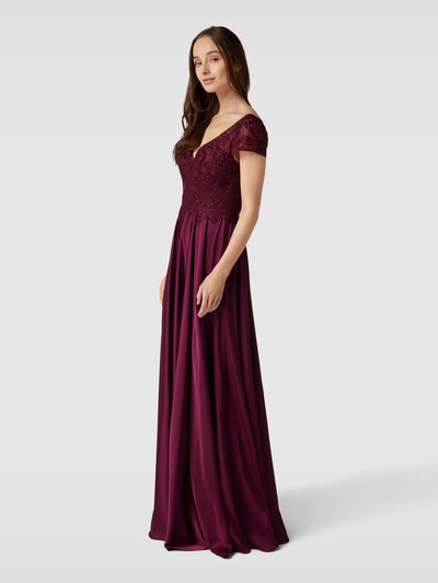 Luxuar Abendkleid mit Ziersteinbesatz Bordeaux 1