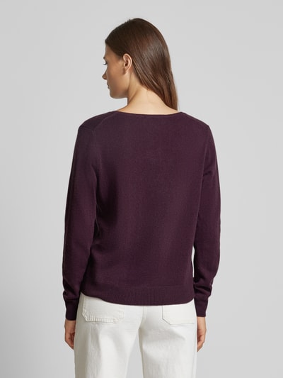 S.Marlon Kasjmier pullover met afgeronde V-hals Bordeaux - 5