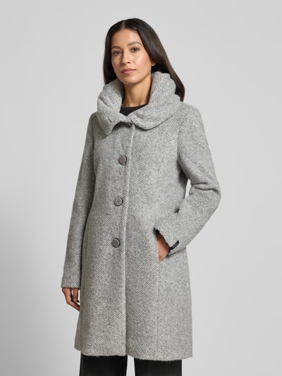 Milo Coats Mantel mit Kapuze und Knopfleiste Modell 'STELLA' Hellgrau 4