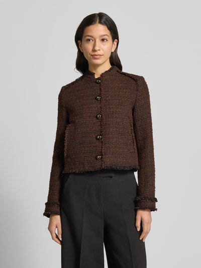 MANGO Regular Fit Kurzblazer mit Woll-Anteil Mittelbraun 4