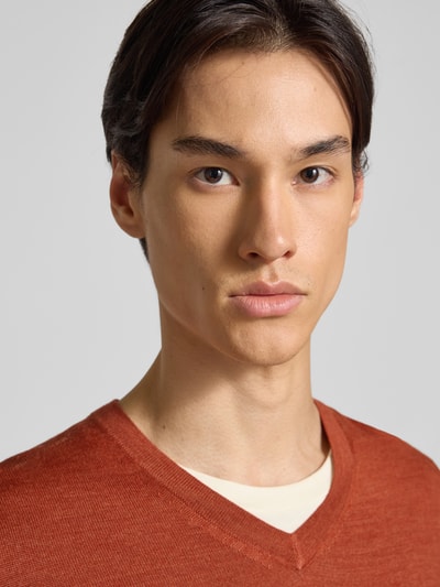 Christian Berg Men Strickpullover aus Merino-Mix mit V-Ausschnitt Kupfer Melange 3