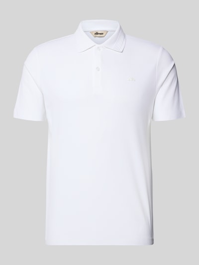 Produktfoto, weißes Slim Fit Poloshirt mit Logo Modell 'EDMOND' von Ellesse aus Material-Mix mit Stretch-Anteil, kurze Ärmel, Knopfleiste