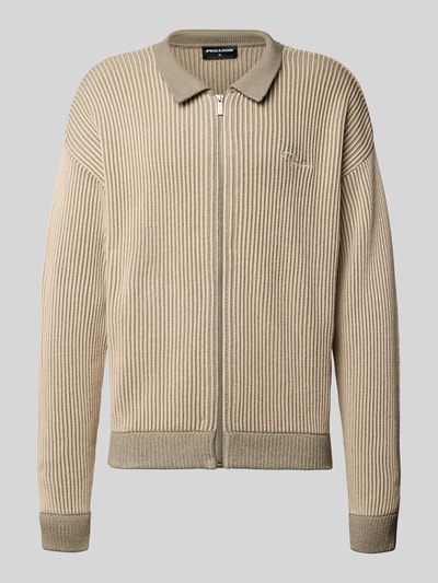 PEGADOR Gebreid jack met platte kraag en labelstitching Lichtgrijs - 2