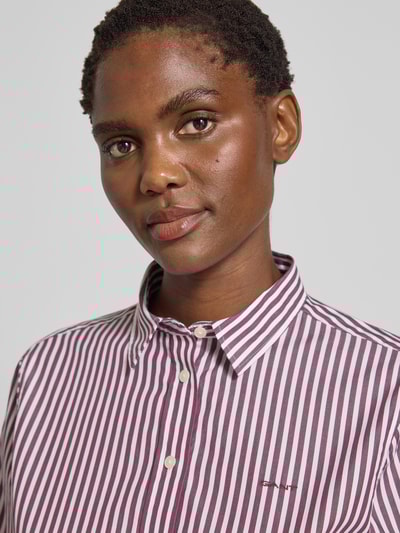 Gant Overhemdblouse met logostitching en afgeronde zoom Bordeaux - 3