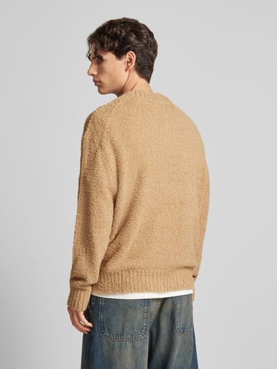 Hugo Blue Gebreide pullover met labelstitching, model 'Sanou' Beige - 5