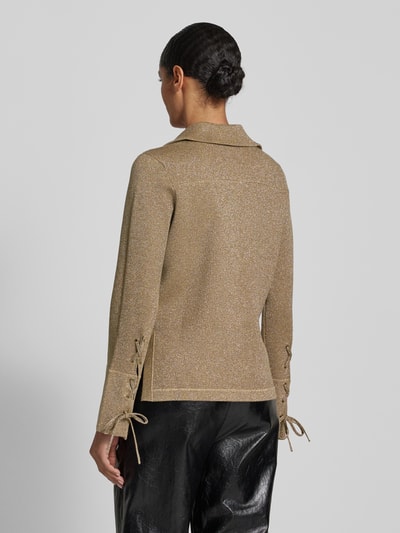 Zadig & Voltaire Gebreide pullover met platte kraag, model 'LISTY VI' Goud gemêleerd - 5