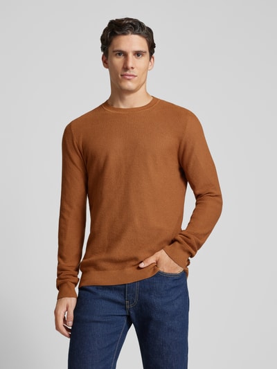 Jack & Jones Premium Sweter z dzianiny z prążkowanymi wykończeniami model ‘LUCAS’ Koniakowy 4