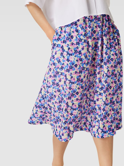 Armedangels Midirok met all-over bloemenmotief, model 'ELODI' Blauw - 3