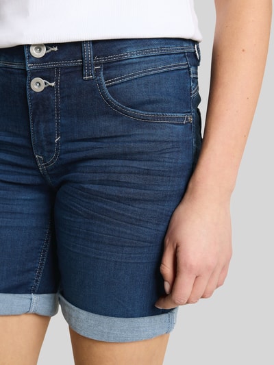 Tom Tailor regular fit korte jeans met knoopdetail Donkerblauw - 3