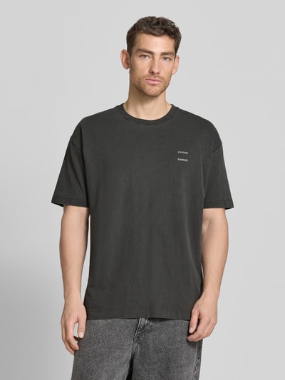 Samsøe Samsøe t-shirt z nadrukiem z logo model 'JOEL' Antracytowy 4
