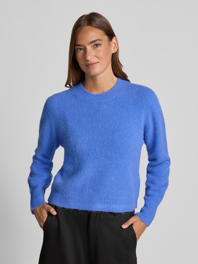 Oui Sweter z dzianiny z okrągłym dekoltem Jasnoniebieski 4
