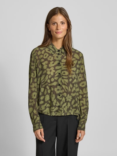 Marc Cain Bluzka o kroju regular fit z wiskozy z tunelem Khaki 4