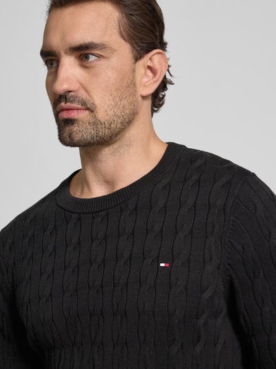 Tommy Hilfiger Regular fit gebreide pullover van zuiver katoen Zwart - 3