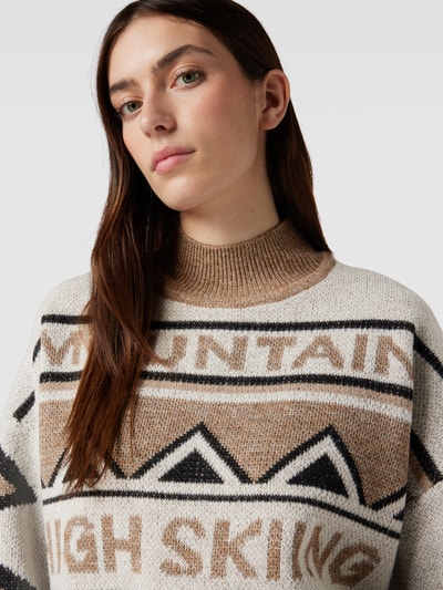 Vero Moda Sweter z dzianiny ze wzorem na całej powierzchni model ‘GLAZE Średniobrązowy 3