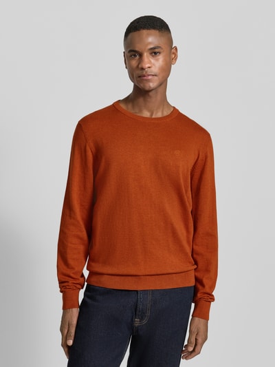 bugatti Strickpullover mit gerippten Abschlüssen Orange 4