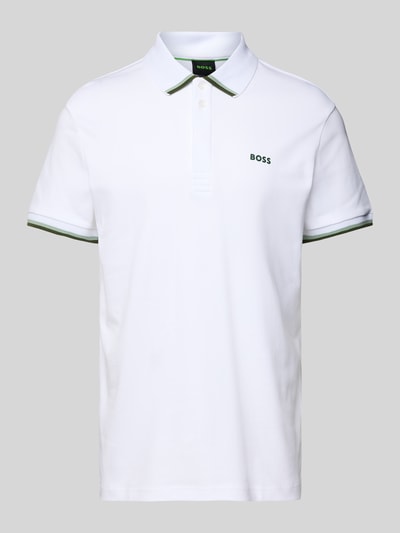 BOSS Green Regular Fit Poloshirt mit Label-Print Modell 'Paddy Lux Heritage' Weiss 2