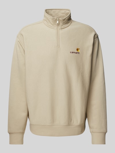 Carhartt Work In Progress Sweatshirt mit Troyer-Kragen Modell 'AMERICAN SCRIPT' Hellgrau 2