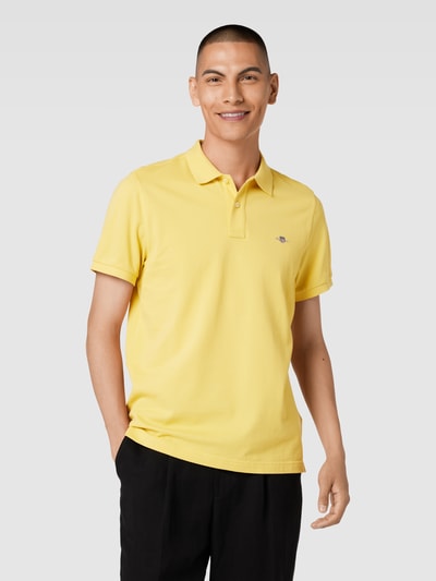 Gant Poloshirt met zijsplitten, model 'SHIELD' Geel - 4