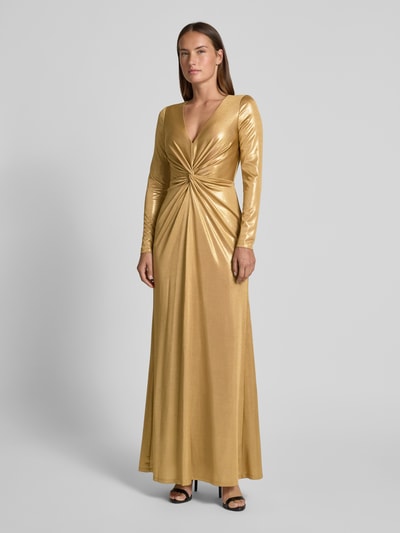 Lauren Ralph Lauren Avondjurk met knoopdetail, model 'NADIRA' Goud gemêleerd - 4