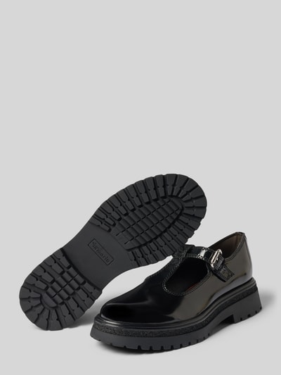 Produktfoto, Loafer mit Klettverschluss von Tamaris in Schwarz mit glänzender Oberfläche und strukturierter Sohle