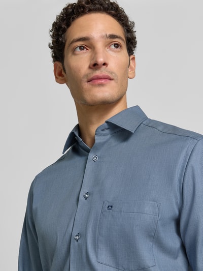 OLYMP Modern Fit Businesshemd aus reiner Baumwolle Blau 3