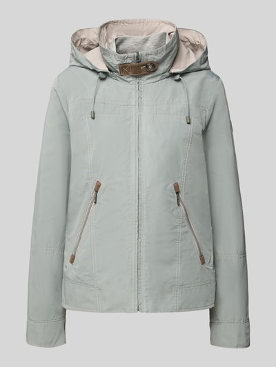 Produktfoto, Jacke mit Kapuze und Reißverschlusstaschen van Gil Bret in lichtgrijs, regular fit, tunnelkoord, opstaande kraag, ritssluiting, ritssluitzakken, ruglengte 59 cm, schouderbreedte 40 cm, borstbreedte 51 cm, mouwlengte 63 cm