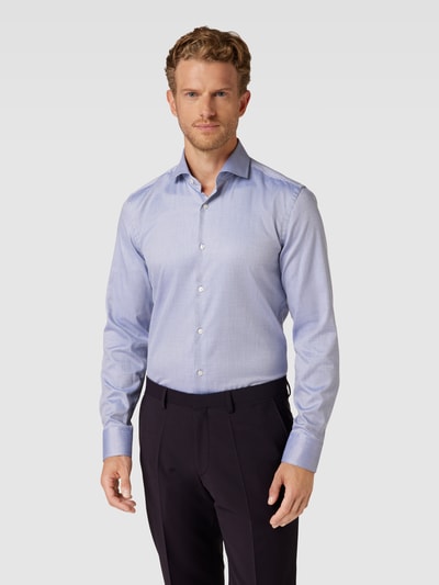 BOSS Slim fit zakelijk overhemd met all-over motief, model 'Hank Spread' Blauw - 4