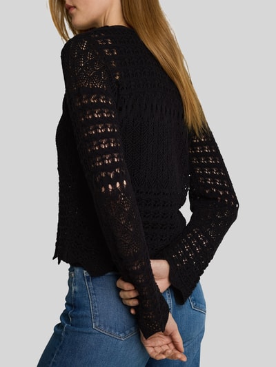 Tom Tailor Denim Relaxed Fit Strickjacke aus Baumwoll-Mix in Strickoptik Black 3