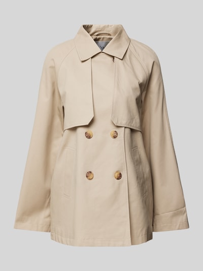 YAS Trenchcoat met strookzakken, model 'VENICE' Beige - 2