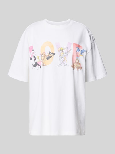 Review Oversized T-Shirt mit Motiv-Print Weiss 2