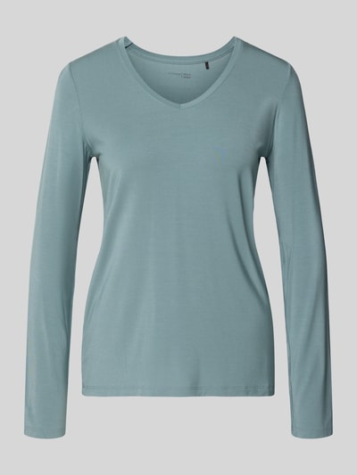 Schiesser Bluzka z długim rękawem z dekoltem w serek Miętowy 2