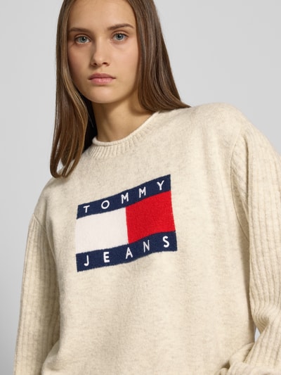 Tommy Jeans Korte gebreide pullover met wol Offwhite - 3
