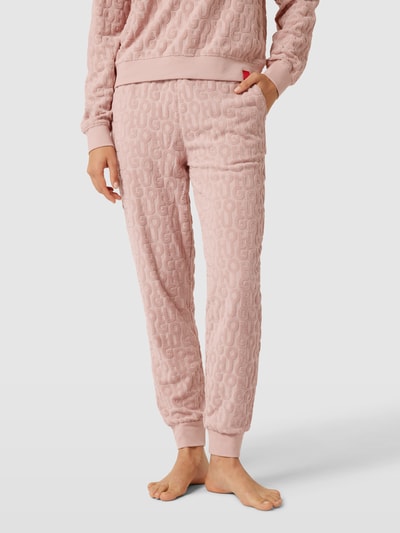 HUGO Jogpants mit Allover-Label-Muster aus Frottee Modell 'TERRY ME' Rosa 4